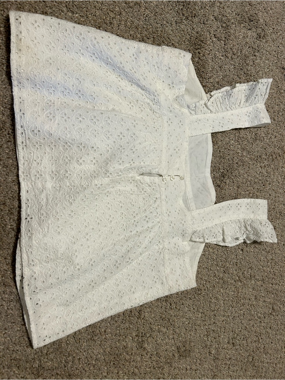 GAP White Eyelet Ruffle Strap Tank Top